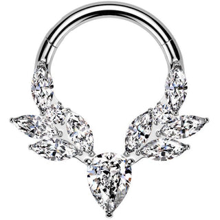 Titanio Anillo Vides de circonitas talla marquesa Segment