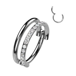 Titanio Anillo Circonita Clicker