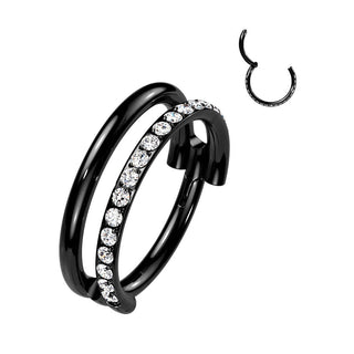 Titanio Anillo Circonita Clicker