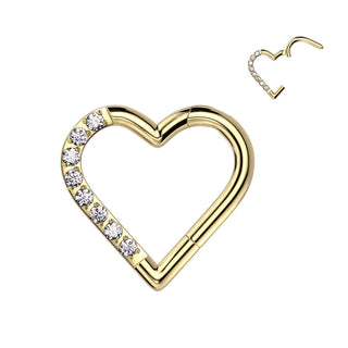 Titanio Anillo Circonita Corazón Clicker