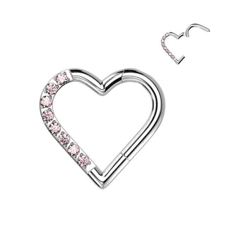Titanio Anillo Circonita Corazón Clicker