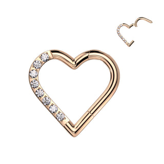 Titanio Anillo Circonita Corazón Clicker