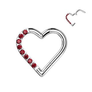 Titanio Anillo Circonita Corazón Clicker