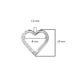Titanio Anillo Circonita Corazón Clicker