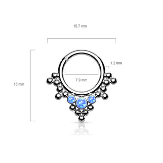 Titanio Anillo Bola Ópalo Plata Clicker