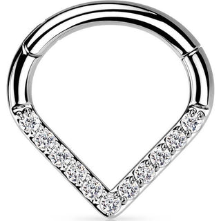 Titanio Anillo Chevron Circonita Clicker