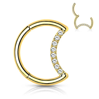 Titanio Anillo Circonita Luna Clicker