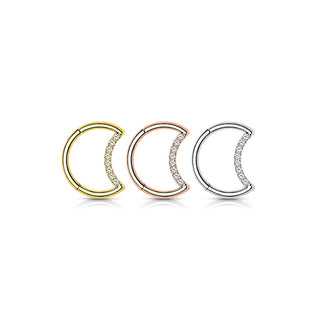Titanio Anillo Circonita Luna Clicker
