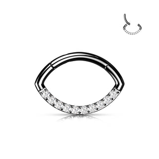 Titanio Anillo Circonita Ovalada Clicker