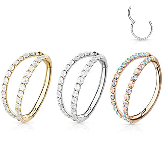 Titanio Anillo Circonita Clicker