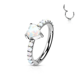 Titanio Anillo Circonita Corazón Clicker