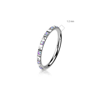 Titanio Anillo Circonita talla pirámide Clicker