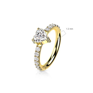 Titanio Anillo Circonita Corazón Clicker