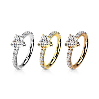 Titanio Anillo Circonita Corazón Clicker