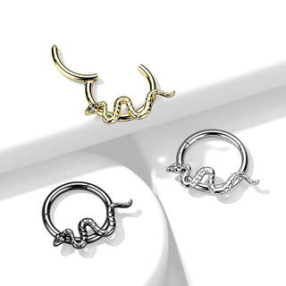 Titanio Anillo Serpiente Clicker