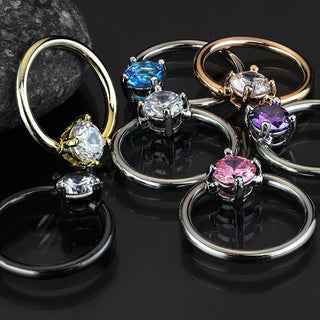 Anillo Circonita Redonda Cierre de bola