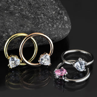 Anillo Circonita Corazón Cierre de bola