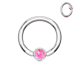 Anillo Bola Circonita Plana Plata Cierre de bola