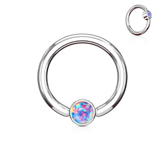 Anillo Bola Circonita Plana Plata Cierre de bola