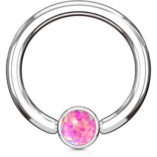 Anillo Bola Circonita Plana Plata Cierre de bola