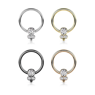 Anillo Bola Plana 3 Circonitas Cierre de bola