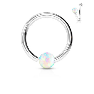 Anillo Bola Ópalo Plata Flexible