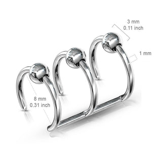 Oreja Falsa Anillo triple de plata con tres esferas Flexible