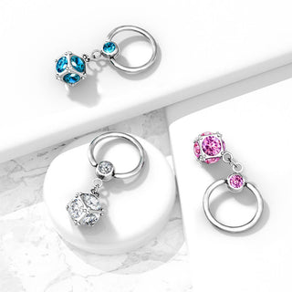 Anillo Bola Circonitas colgante Plata Cierre de bola