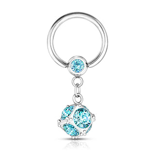 Anillo Bola Circonitas colgante Plata Cierre de bola