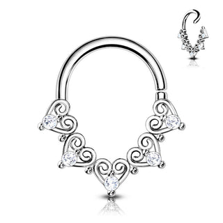 Anillo Corazón colgante Circonita Plata Flexible