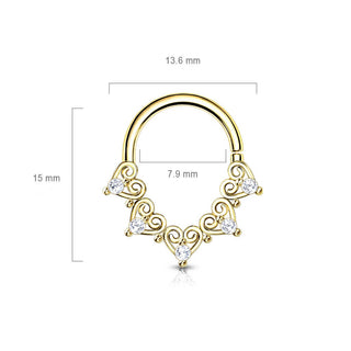 Anillo Corazón colgante Circonita Plata Flexible