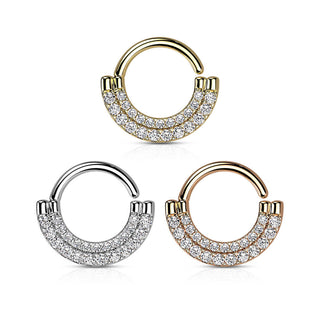 Anillo Circonita Doble Línea Flexible