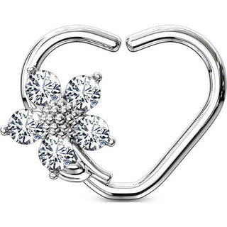Anillo Corazón Flor Circonita Flexible