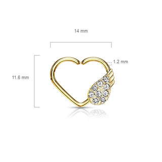 Anillo Corazón Alas de Ángel Circonita Flexible