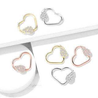 Anillo Corazón Alas de Ángel Circonita Flexible