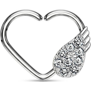 Anillo Corazón Alas de Ángel Circonita Flexible