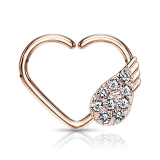 Anillo Corazón Alas de Ángel Circonita Flexible