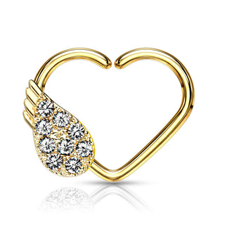Anillo Corazón Alas de Ángel Circonita Flexible