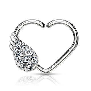 Anillo Corazón Alas de Ángel Circonita Flexible
