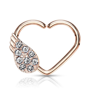 Anillo Corazón Alas de Ángel Circonita Flexible
