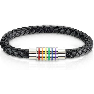 Trenzado negro y plateado con rayas arcoiris Imán