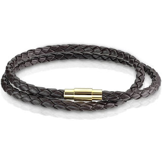 Trenzado marrón de doble fila y oro Imán