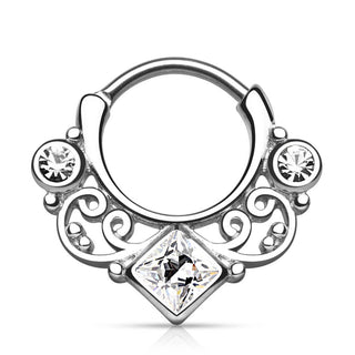 Septum Piercing Clicker Circonita cuadrado Plata Clicker