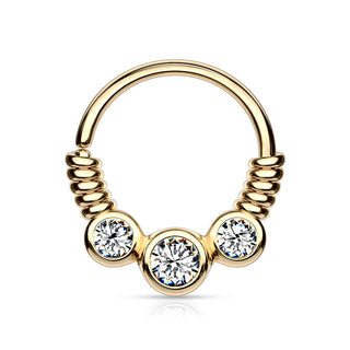 Anillo 3 Circonita alambre en espiral Flexible