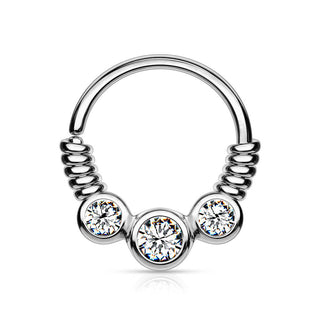 Anillo 3 Circonita alambre en espiral Flexible