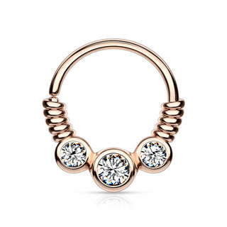 Anillo 3 Circonita alambre en espiral Flexible