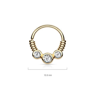 Anillo 3 Circonita alambre en espiral Flexible