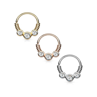 Anillo 3 Circonita alambre en espiral Flexible
