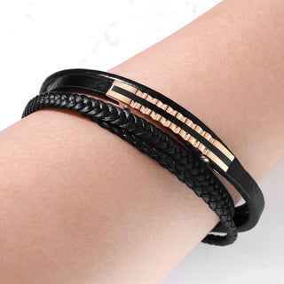 Trenzado negro con oro rosa Imán