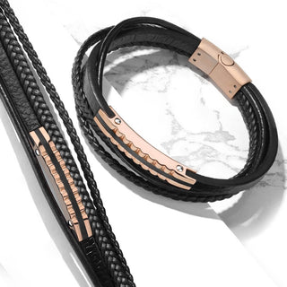 Trenzado negro con oro rosa Imán